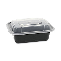 Pactiv Evergreen Newspring VERSAtainer Microwavable Containers, 12 oz, 4.5 x 5.5 x 1.75, Black/Clear, 150/Carton (NC818B)