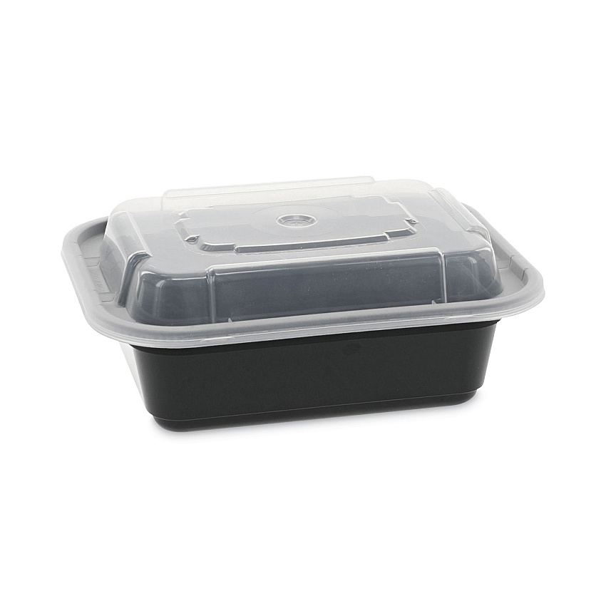 Pactiv Evergreen Newspring VERSAtainer Microwavable Containers, 12 oz, 4.5 x 5.5 x 1.75, Black/Clear, 150/Carton (NC818B)