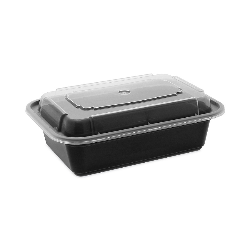 Pactiv Evergreen Newspring VERSAtainer Microwavable Containers, 24 oz, 5 x 7.25 x 2, Black/Clear, 150/Carton (NC838B)
