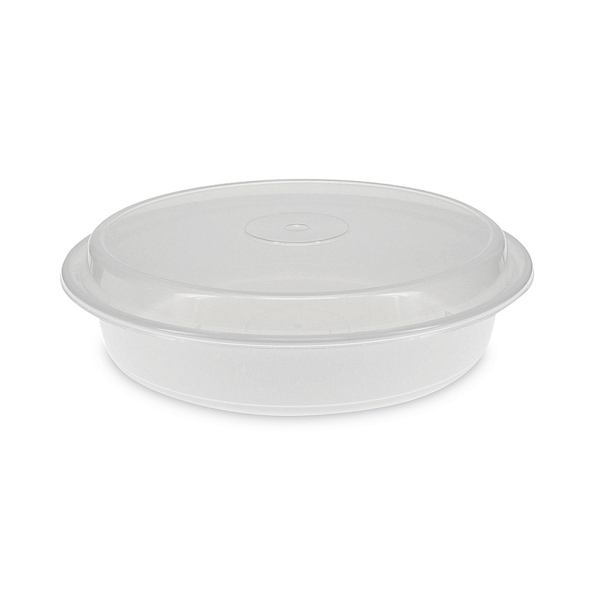 Pactiv Evergreen Newspring VERSAtainer Microwavable Containers, 48 oz, 9 x 9 x 2.38, White/Clear, 150/Carton (NC948)