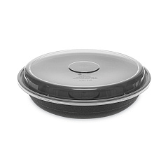 Pactiv EarthChoice Versa2Go Microwaveable Container, 46 oz, 9 x 9 x 1.7, Black/Clear, Plastic, 150/Carton (NV2GRN469B)