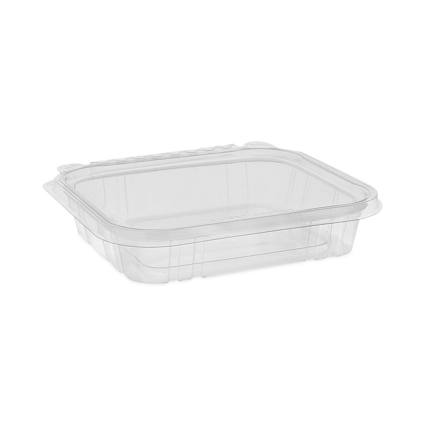 Pactiv Evergreen EarthChoice Tamper Evident Recycled Hinged Lid Deli Container, 16 oz, 7.25 x 6.38 x 1, Clear, 240/Carton (TEHL7X616S)