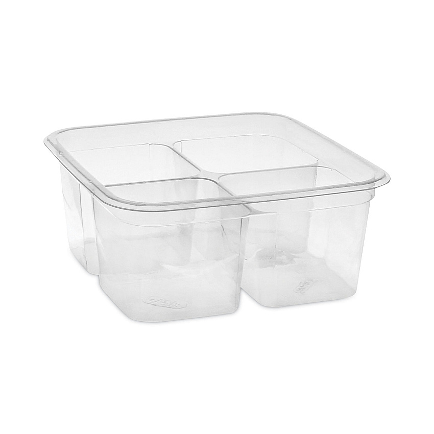 Pactiv Evergreen EarthChoice Square Recycled Bowl,4-Compartment, 32 oz, 6.13 x 6.13 x 2.61, Clear, 360/Carton (Y6S324C)
