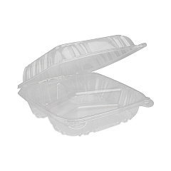 Pactiv Evergreen SENSATION SmartLock Hinged Lid Container, 3-Compartment, 8.24 x 8.34 x 3.05, Clear, 200/Carton (YCI821230000)