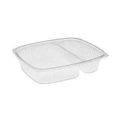 Pactiv Evergreen Showcase Deli Container, Base Only, 2-Compartment, 10 oz; 23 oz, 9 x 7.4 x 1.5, Clear, 220/Carton (YCI854200000)