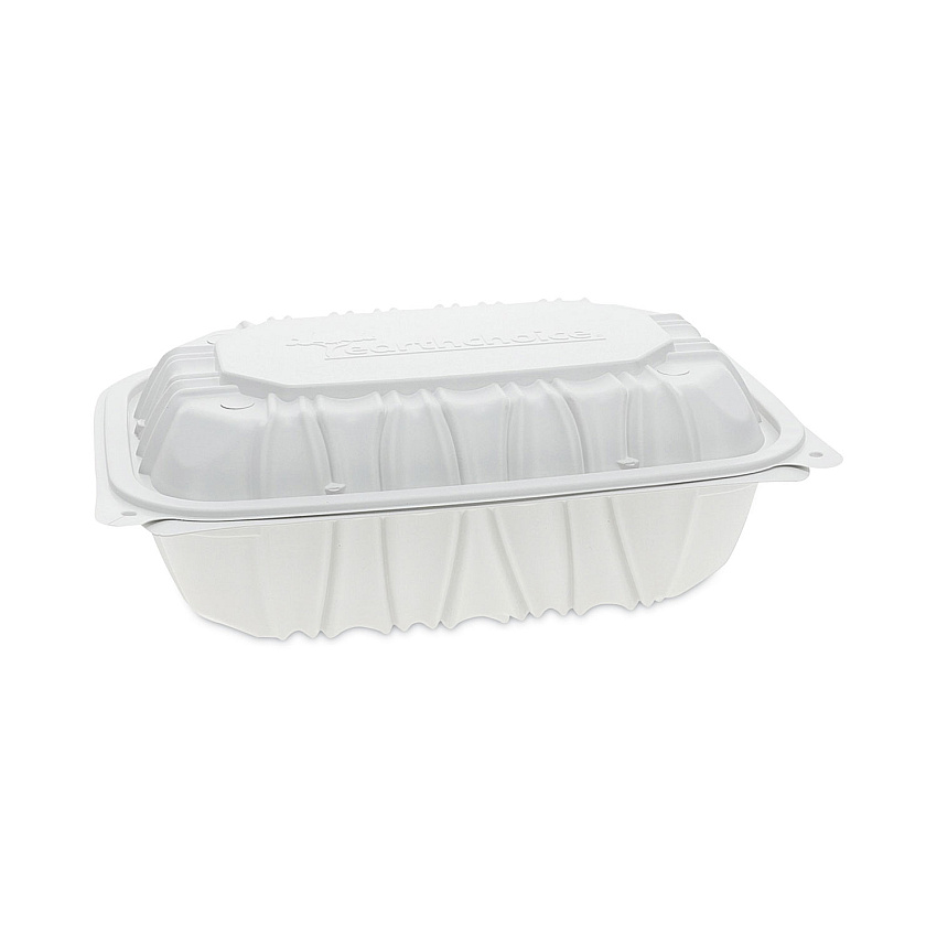 Pactiv Evergreen EarthChoice Vented Microwavable MFPP Hinged Lid Container, 9 x 6 x 3.1, White, 170/Carton (YCNW0205)