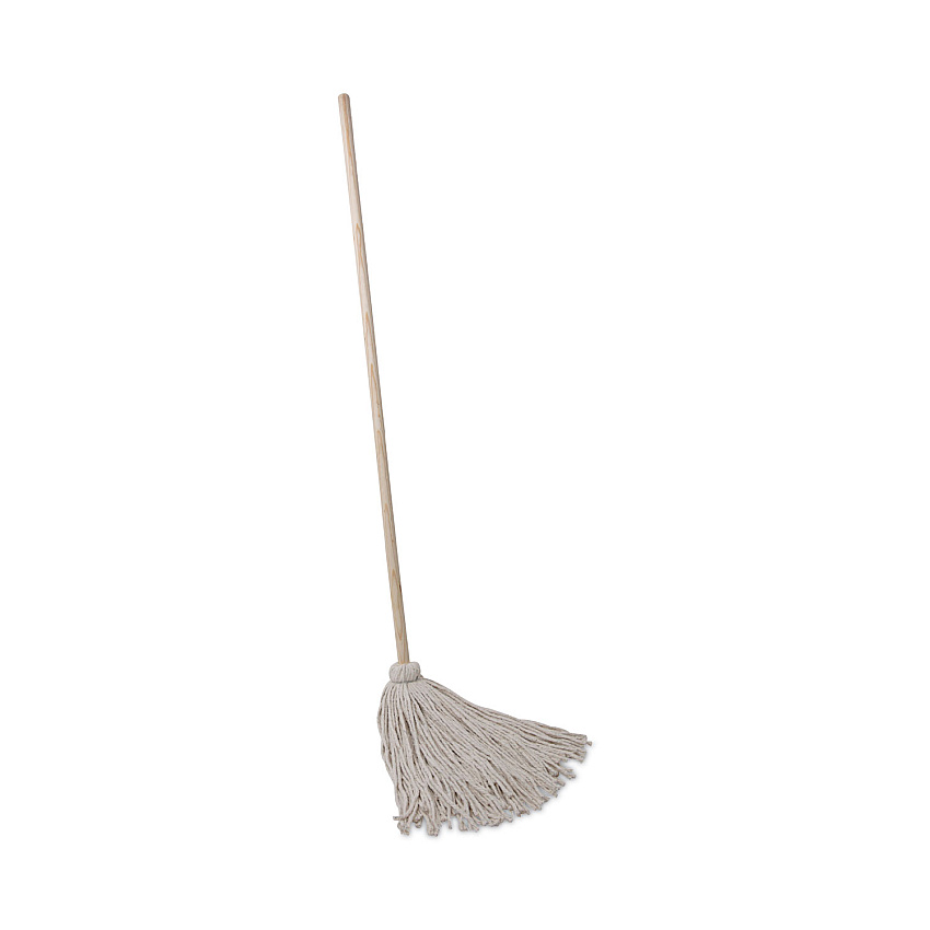 Boardwalk Handle/Deck Mops, 24 oz White Cotton Head, 54" Oak Wood Handle, 6/Pack (BWK124C)