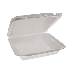 Pactiv Evergreen Foam Hinged Lid Container, Dual Tab Lock Happy Face, 8 x 7.75 x 2.25, White, 200/Carton (YHD18SS00200)