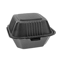 Pactiv Evergreen SmartLock Foam Hinged Lid Container, Sandwich, 5.75 x 5.75 x 3.25, Black, 504/Carton (YHLB06000000)