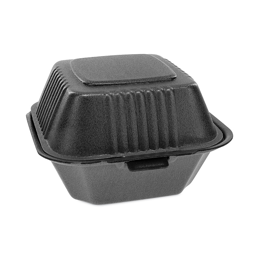 Pactiv Evergreen SmartLock Foam Hinged Lid Container, Sandwich, 5.75 x 5.75 x 3.25, Black, 504/Carton (YHLB06000000)