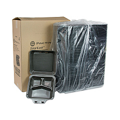 Pactiv Evergreen SmartLock Foam Hinged Lid Container, Large, 3-Compartment, 9 x 9.5 x 3.25, Black, 150/Carton (YHLB09030000)