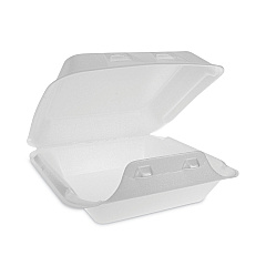 Pactiv Evergreen SmartLock Foam Hinged Lid Container, Medium, 8 x 8 x 3, White, 150/Carton (YHLW08010000)
