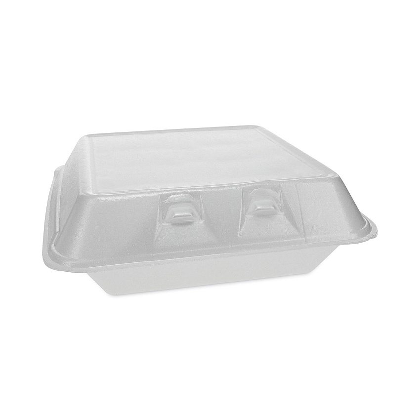 Pactiv Evergreen SmartLock Foam Hinged Lid Container, Large, 9 x 9.13 x 3.25, White, 150/Carton (YHLW09010000)