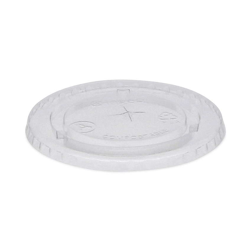 Pactiv Evergreen EarthChoice Compostable Cold Cup Lid with Straw Slot for A Cups, Fits 7, 9, 20 oz A Cups, 1,020/Carton (YLPLA20C)