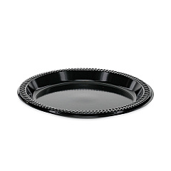 Pactiv Evergreen Prairieware Impact Plastic Dinnerware, Plate, 8.88" dia, Black, 400/Carton (YPI9E)