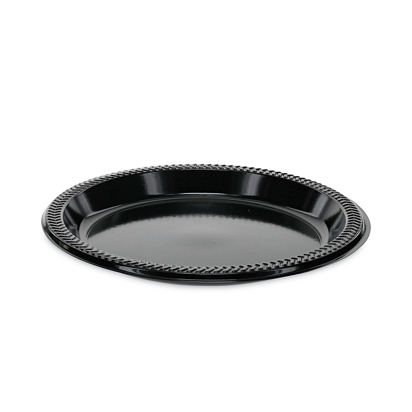 Pactiv Evergreen Prairieware Impact Plastic Dinnerware, Plate, 8.88" dia, Black, 400/Carton (YPI9E)