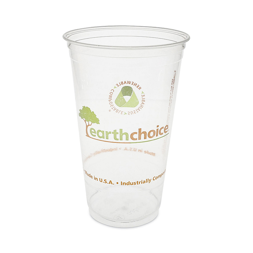 Pactiv Evergreen EarthChoice Compostable Cold Cup, 24 oz, Clear/Printed, 580/Carton (YPLA24CEC)