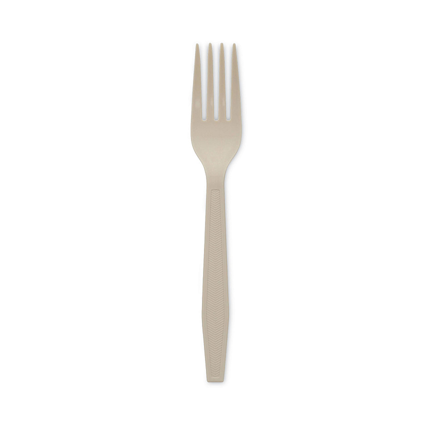 Pactiv Evergreen EarthChoice PSM Cutlery, Heavyweight, Fork, 6.88", Tan, 1,000/Carton (YPSMFTEC)