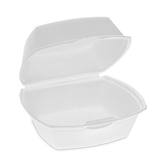 Pactiv Evergreen Foam Hinged Lid Container, Single Tab Lock, 5.13 x 5.13 x 2.5, White, 500/Carton (YTH100790000)