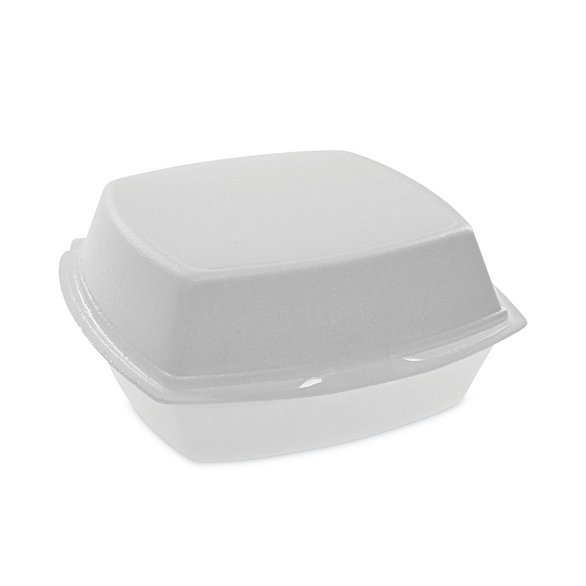 Pactiv Evergreen Foam Hinged Lid Container, Single Tab Lock, 6.38 x 6.38 x 3, White, 500/Carton (YTH100800000)