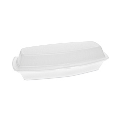 Pactiv Evergreen Foam Hinged Lid Container, Single Tab Lock Hot Dog, 7.25 x 3 x 2, White, 504/Carton (YTH100980000)
