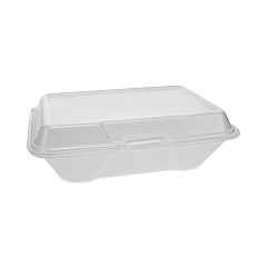 Pactiv Evergreen Foam Hinged Lid Container, Single Tab Lock #205 Utility, 9.19 x 6.5 x 2.75, White, 150/Carton (YTH102050001)