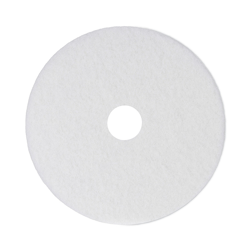 Boardwalk Polishing Floor Pads, 14" Diameter, White, 5/Carton (BWK4014WHI)