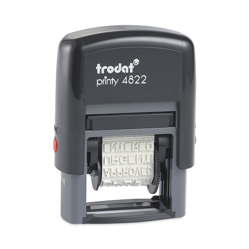 Trodat Printy Self-Inking Stamp, 12 Selectable Messages, 1.25" x 0.38", Red (E4822)