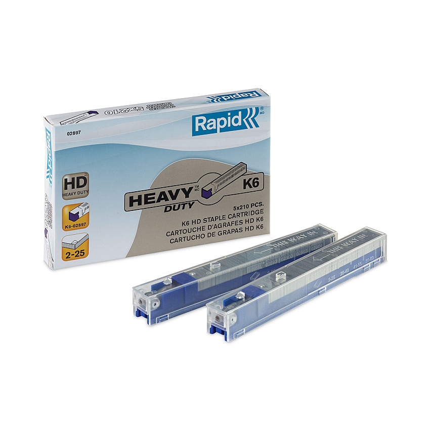 Rapid Staple Cartridge, 0.25" Leg, 0.5" Crown, Steel, 210/Cartridge, 5 Cartridges/Pack, 1,050/Pack (02897)