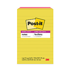 Post-it Notes Super Sticky Note Pads in Summer Joy Collection Colors, 4" x 6", Note Ruled, Summer Joy Collection Colors, 90 Sheets/Pad, 3 Pads/Pack (6603SSJOY)