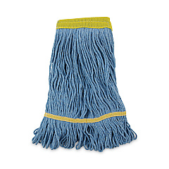 Boardwalk Super Loop Wet Mop Head, Cotton/Synthetic Fiber, 5" Headband, Small Size, Blue, 12/Carton (BWK501BL)