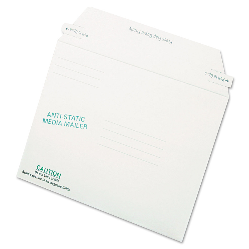 Quality Park Antistatic Fiberboard Disk CD/DVD Mailer, Cheese Blade Flap, Closure, 6 x 8.63, White, 25/Box (64126)