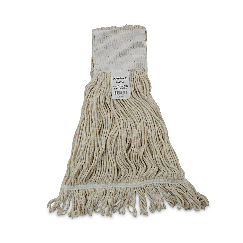 Boardwalk Mop Head, Pro Loop Web/Tailband, Premium Saddleback Head, Ctn, 24-oz., WH, 12/CT (BWK524C)