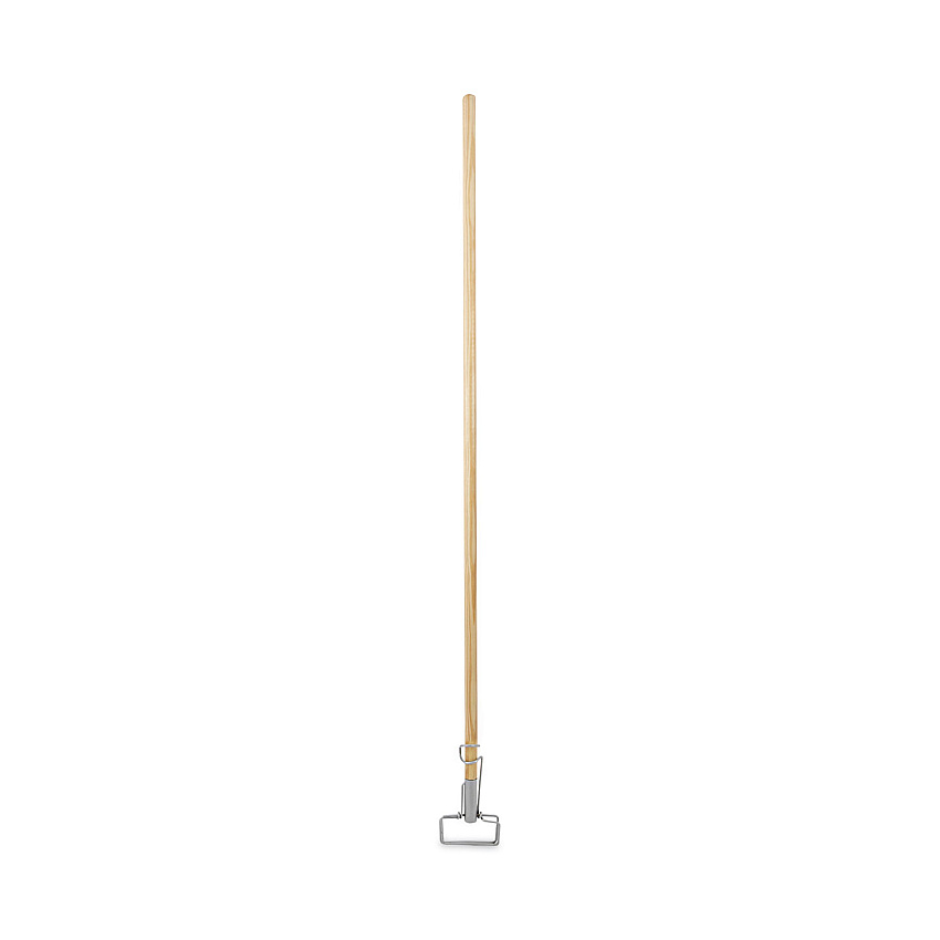 Boardwalk Spring Grip Metal Head Mop Handle for Most Mop Heads, Wood, 60", Natural (BWK609)