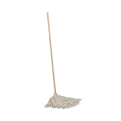 Boardwalk Cotton Deck Mop, 24 oz White Cotton Head, 50" Wood Handle, 6/Carton (BWKCD50024S)