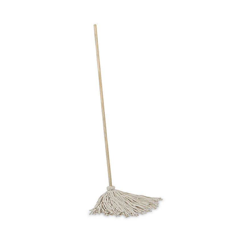 Boardwalk Cotton Deck Mop, 24 oz White Cotton Head, 50" Wood Handle, 6/Carton (BWKCD50024S)