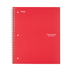 Five Star Wirebound Notebook, 1 Subject, Wide/Legal Rule, Red Cover, 10.5 x 8, 100 Sheets (5200)