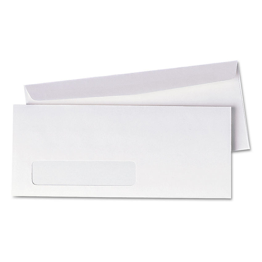 Quality Park Window Envelope, Lower Left Window, #10, Commercial Flap, Gummed Closure, 4.13 x 9.5, White, 500/Box (90120)