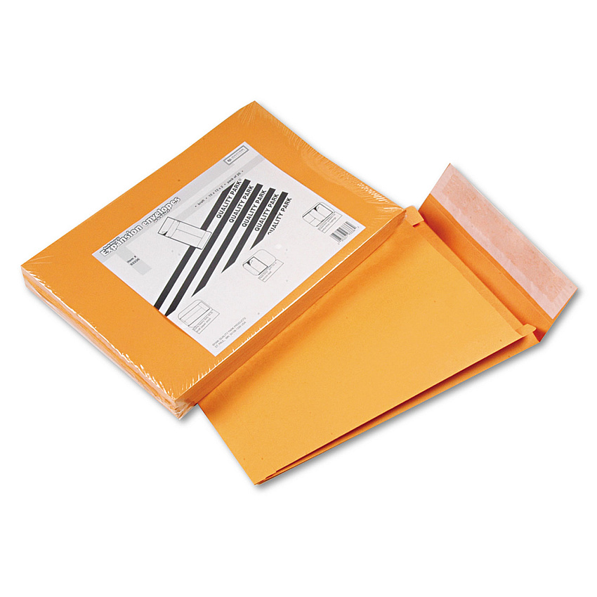 Quality Park Redi-Strip Kraft Expansion Envelope, #13 1/2, Square Flap, Redi-Strip Closure, 10 x 13, Brown Kraft, 25/Pack (93336)