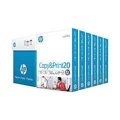 HP Papers CopyandPrint20 Paper, 92 Bright, 20 lb Bond Weight, 8.5 x 11, White, 400 Sheets/Ream, 6 Reams/Carton (200010)