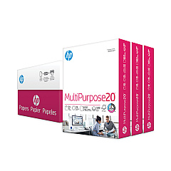 HP MultiPurpose20 Paper, 96 Bright, 20lb, 8.5 x 11, White, 500 Sheets/Ream, 3 Reams/Carton (112530)
