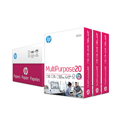 HP MultiPurpose20 Paper, 96 Bright, 20lb, 8.5 x 11, White, 500 Sheets/Ream, 3 Reams/Carton (112530)