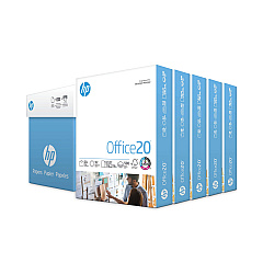 HP Office20 Paper, 92 Bright, 20lb, 8.5 x 11, White, 500 Sheets/Ream, 5 Reams/Carton (172160)