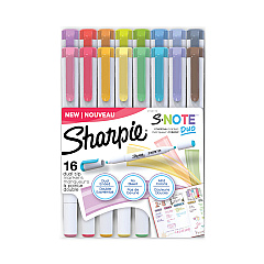 Sharpie S-Note Creative Markers, Assorted Ink Colors, Bullet/Chisel Tip, White Barrel, 16/Pack (2154174)