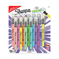 Sharpie Clearview Pen-Style Highlighter, Assorted Ink Colors, Chisel Tip, Assorted Barrel Colors, 12/Pack (2149296)