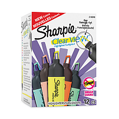 Sharpie Clearview Tank-Style Highlighter, Assorted Ink Colors, Chisel Tip, Assorted Barrel Colors, 12/Pack (2149298)