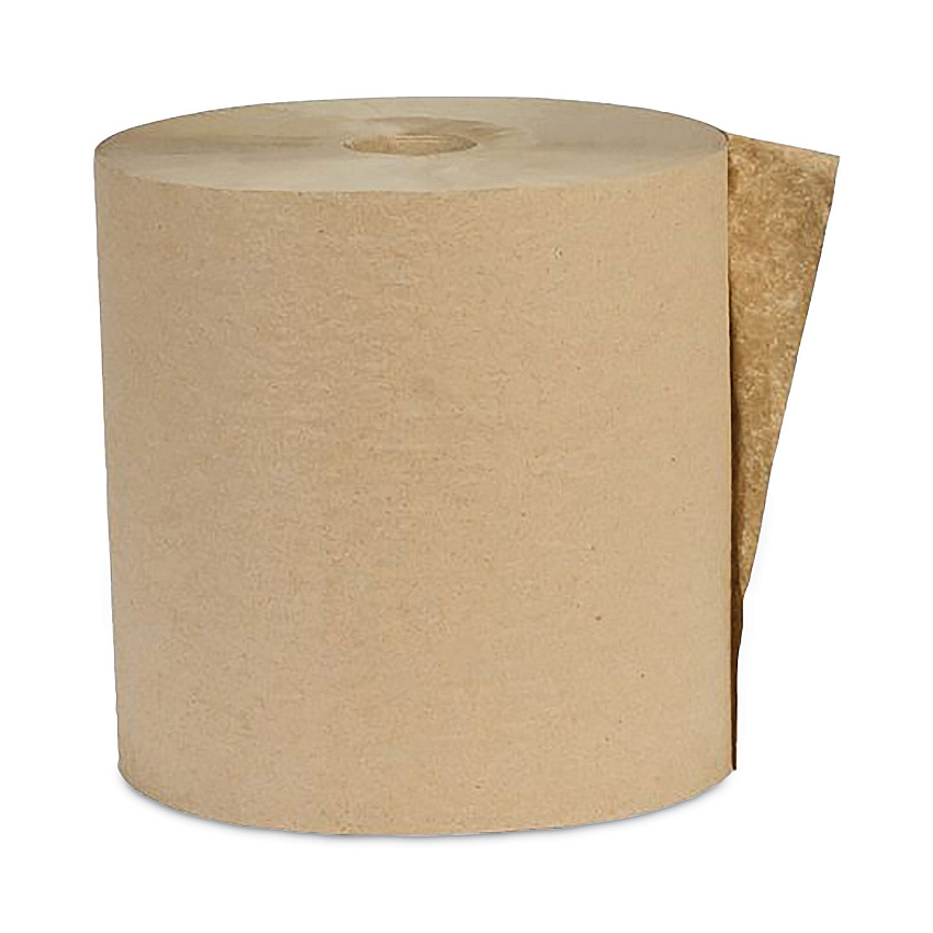 Eco Green Recycled Hardwound Paper Towels, 1-Ply, 1.6 Core, 8" x 600', Kraft, 12 Rolls/Carton (EK6016)