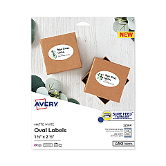 Avery Laser/Inkjet Media Labels, Inkjet/Laser Printers, 1.5 x 2.5, White, 18 Labels/Sheet, 25 Sheets/Pack (22564)