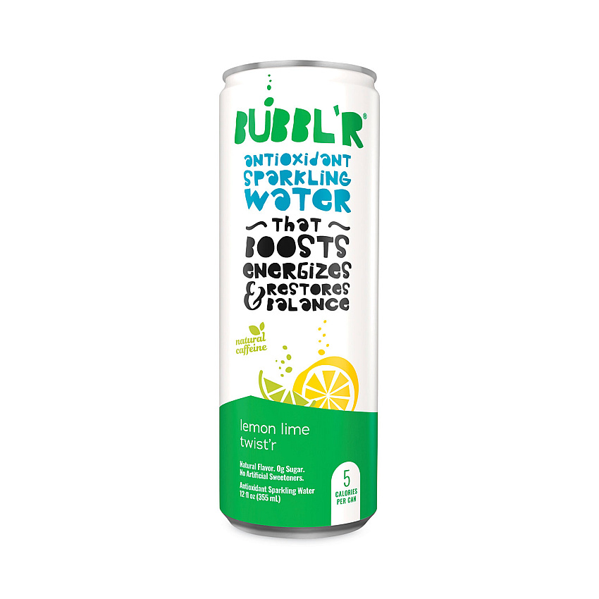 Bubbl'r Antioxidant Sparkling Water, Lemon Lime Twist'r, 12 oz Can, 12 Cans/Carton (WIC60014)