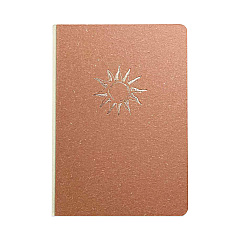 Denik Embossed Canvas Layflat Hardbound Journal, Gold Rise and Shine Artwork, Dotted Rule, Rose-Brown/Cream Cover, 7 x 5, 64 Sheets (CET569D)